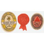 Beer labels, Charles Wells Ltd, Bedford, Extra Stout, vertical oval, Pale Ale, vertical oval and
