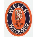 Beer label, Wells Watford Brewery Ltd, Watford, Best Bitter Ale, vertical oval, 84mm high (gen