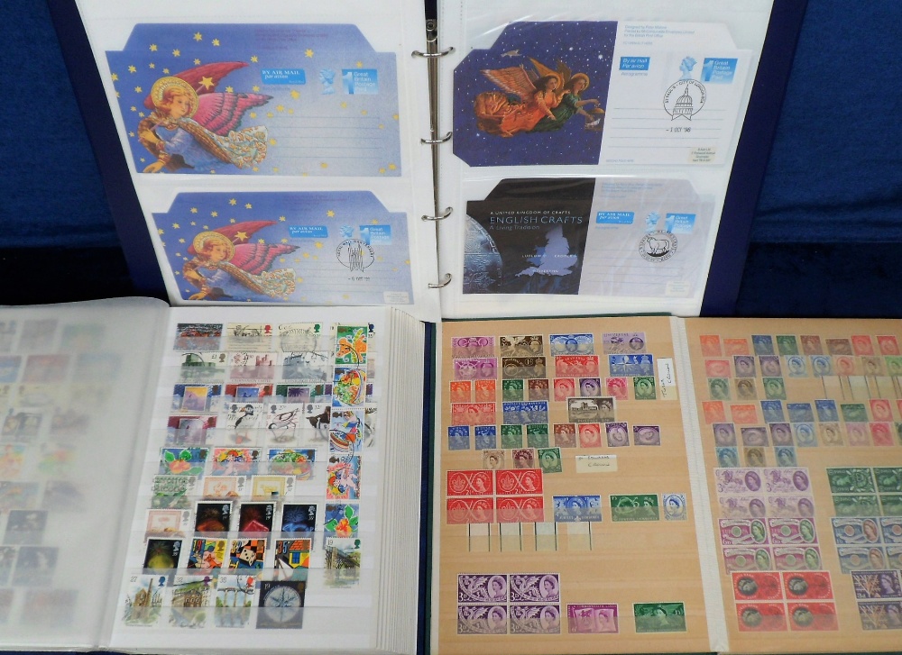 Stamps, GB, collection in 2 stockbooks, QV to QE2, with 1 being 16 page stockbook with mint/ - Image 2 of 2