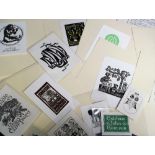 Collectables, bookplates. 70+ assorted bookplates of varying ages and sizes most lightly mounted