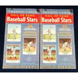 Trade cards, Golden Funtime Trading Cards, Hall of Fame Baseball Stars, two pop-out card albums both