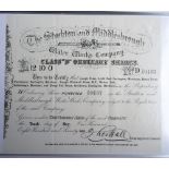 Railwayana, Share Certificates. An album of 13 19th C UK company share certificates, all with ornate