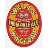 Beer label, Wells Watford Brewery Ltd, Watford, India Pale Ale, Brewers Exhibition 1934, vertical