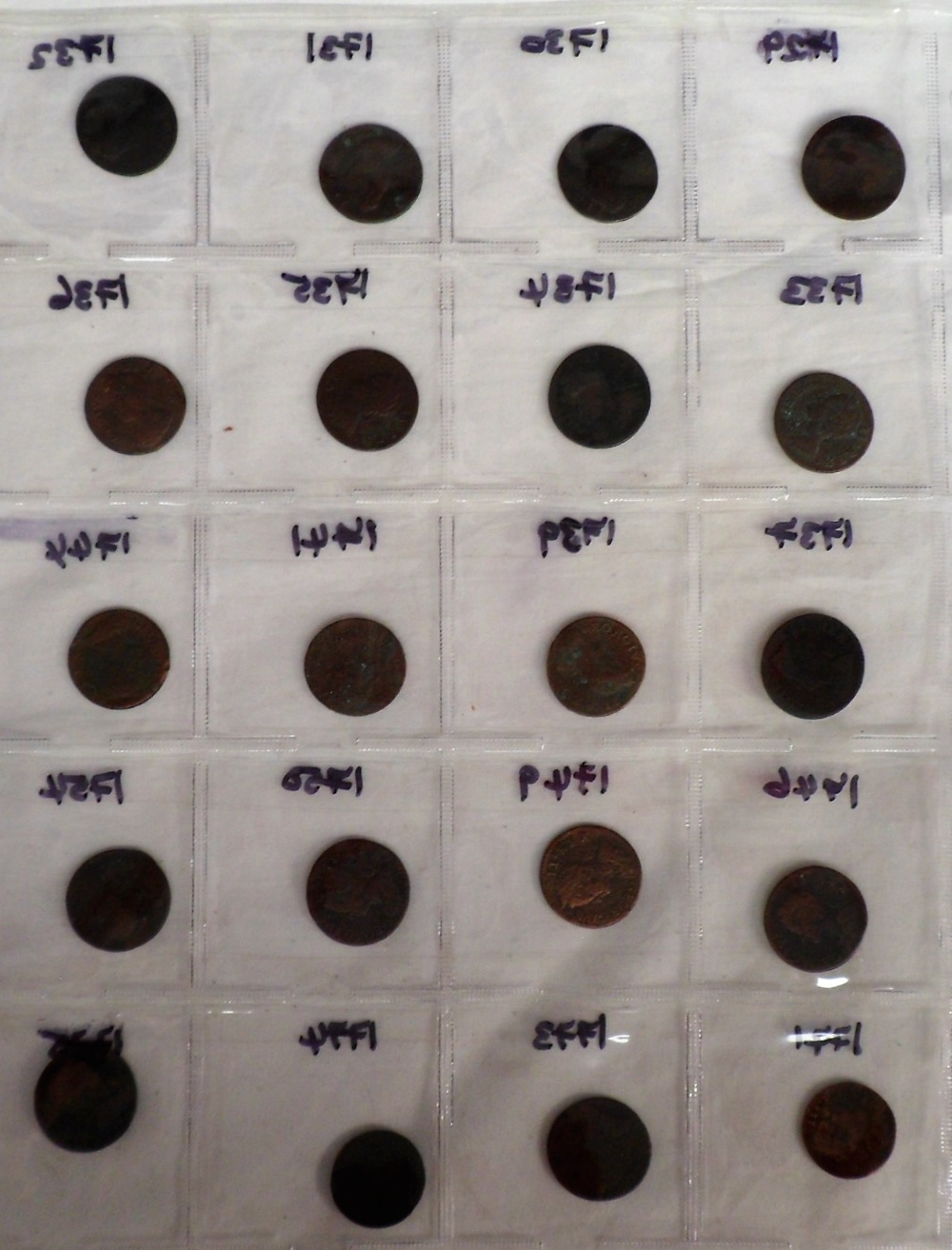 Coins, a folder containing a collection of GB copper coins 1672-1775 all believed to have been dug - Image 5 of 12