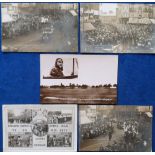 Postcards, Croydon, 5 RP's, 2 different showing the Croydon Red Cross Procession, Military