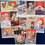 Postcards, Bonzo, illustrated by Studdy, a mixed selection of 12 cards published by Valentine's