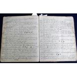 Ephemera, a comprehensive handwritten diary made by J. Barrett, furniture maker, of West Wycombe