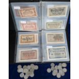 Banknotes, a collection of worldwide banknotes (100+) displayed in 2 albums, mostly from Germany