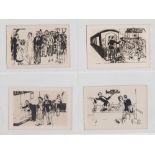 Erotica, collection of 12 artist drawn comic images on photographic paper showing bride and groom