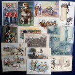 Postcards, Military, World War 1 assortment of 30+ cards including Heroic Guards Battle Dog, Bruce