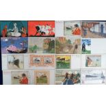 Postcards, Shipping, Red Star Line, 16 advertising cards mostly artist-drawn poster style images,