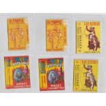 Trade Issue, Sweet Cigarette Packets, Sweetule Coronation series (6/12, nos. 2, 5, 7, 8, 9 & 10),