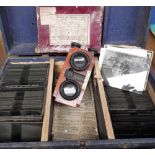 Negretti and Zambra Glass Slide Viewer (incomplete) together with 200+ glass slides from the late