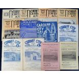 Football programmes, 1950's Welsh selection (12) inc. Cardiff City v Coventry 51/2, Newcastle 52/