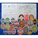 Beer labels and compliment slips, Compliment slip and 11 vertical oval labels from John Lovibond &