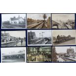 Postcards, Railway Stations, a mixed selection of 9 cards, mostly printed, of Railway Stations in