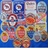 Beer labels, Fremlins Ltd, Maidstone, a mixed selection of 19 different labels, various shapes and