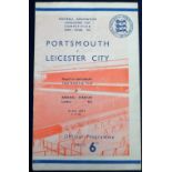 Football programme, Portsmouth v Leicester City, FAC semi-final 26 March 1949, played at Highbury (