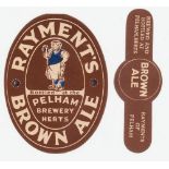 Beer labels, Rayment's Brown Ale vertical oval label and stopper from the Pelham Brewery,