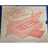 Tobacco ephemera, album containing a selection of items inc. Ringer's paper advert & headed note