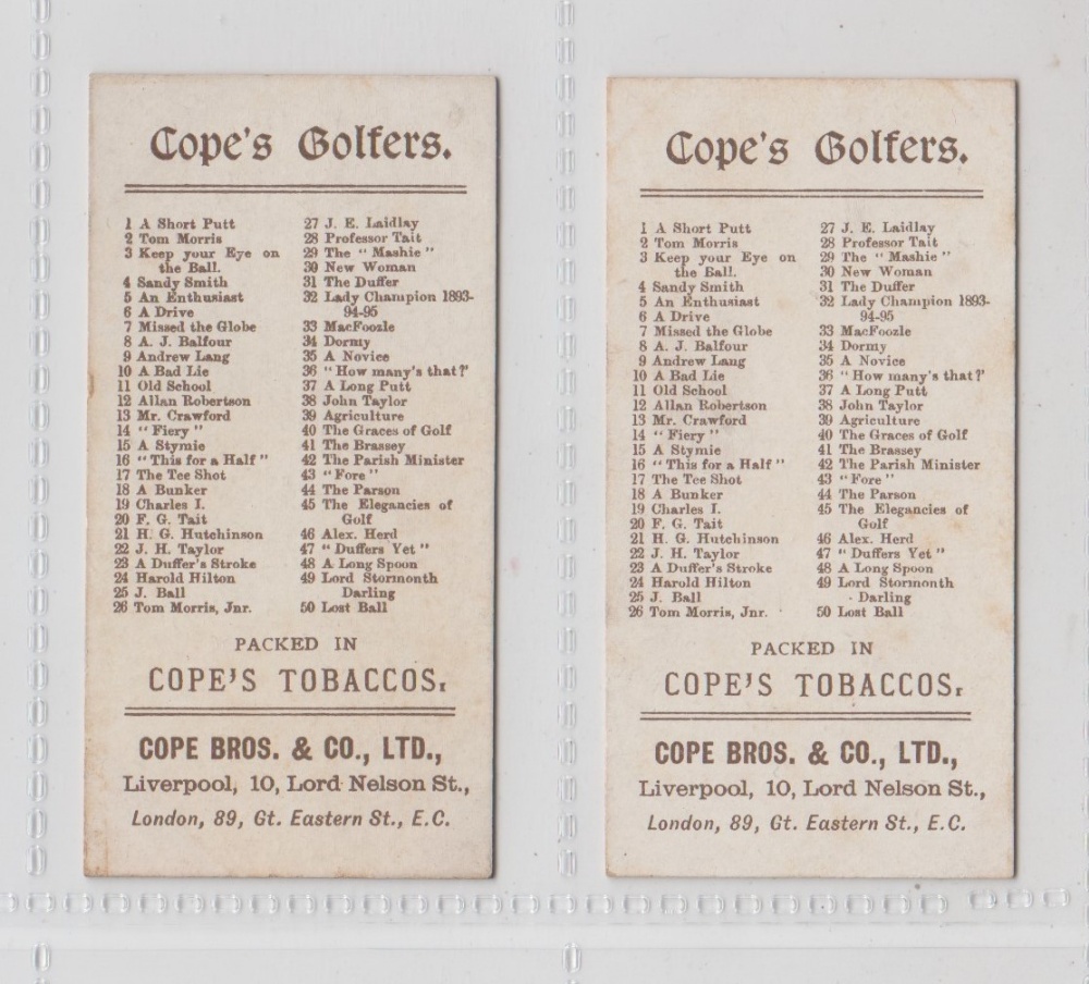 Cigarette cards, Cope's, Cope's Golfers, two cards, no 15 'A Stymie' & no 16 'An Anxious Moment' ( - Image 2 of 2