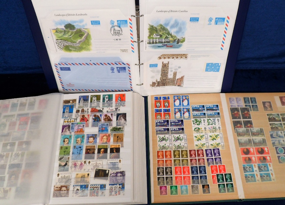 Stamps, GB, collection in 2 stockbooks, QV to QE2, with 1 being 16 page stockbook with mint/