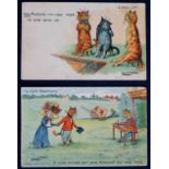 Postcards, Louis Wain, two cards, Davidson Bros Series 6122 ' A Hitch occurs but your marriage