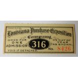 Olympic Games, 1904, St Louis, a ticket stub for the Louisiana Purchase Exposition, no 8426, for day