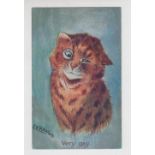 Postcard, Louis Wain, Cats, 'Very gay' published by C W Faulkner & Co (sl marks to back otherwise