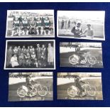 Speedway, Exeter Falcons, 6 photographs, postcard size & smaller, circa 1950 with two different team