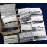 Shipping, a collection of approx. 200 b/w photo's, mostly postcard size, showing Ships of various