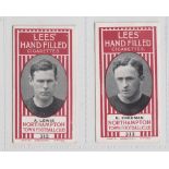 Cigarette Cards, Lees, Northampton Town Football Club, 2 type cards, nos. 312 & 313 (both gd/vg)