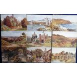 Postcards, artist-drawn, A R Quinton, a collection of 57 cards showing various UK scenes inc.
