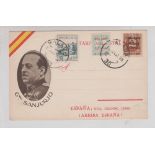 Postal History, Spain, 1937, Malaga, Spanish Civil War postcard cover with image of 'Gral. San