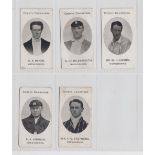 Cigarette cards, Taddy, County Cricketers, Warwickshire, 5 cards, C.S. Baker, G. Charlesworth, Mr.