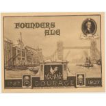 Beer label, Founders Ale label from Courage of London, 50yr to 1937 Coronation year, horizontal