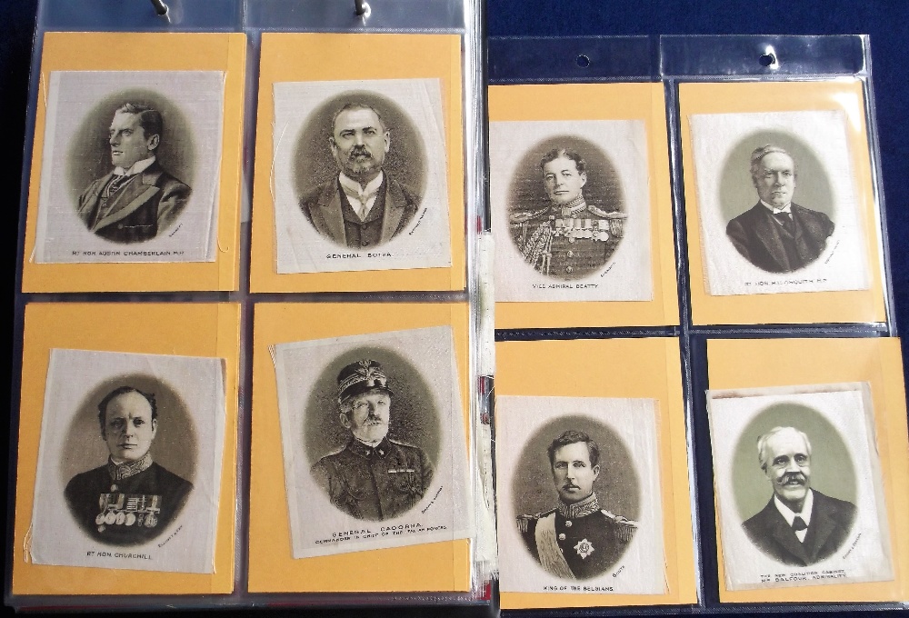 Tobacco Silks, Phillips, Great War Leaders (sepia, set 25 cards, plus 13 duplicates), plus