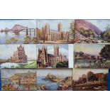 Postcards, a collection of approx. 120 artist drawn UK views, various locations including