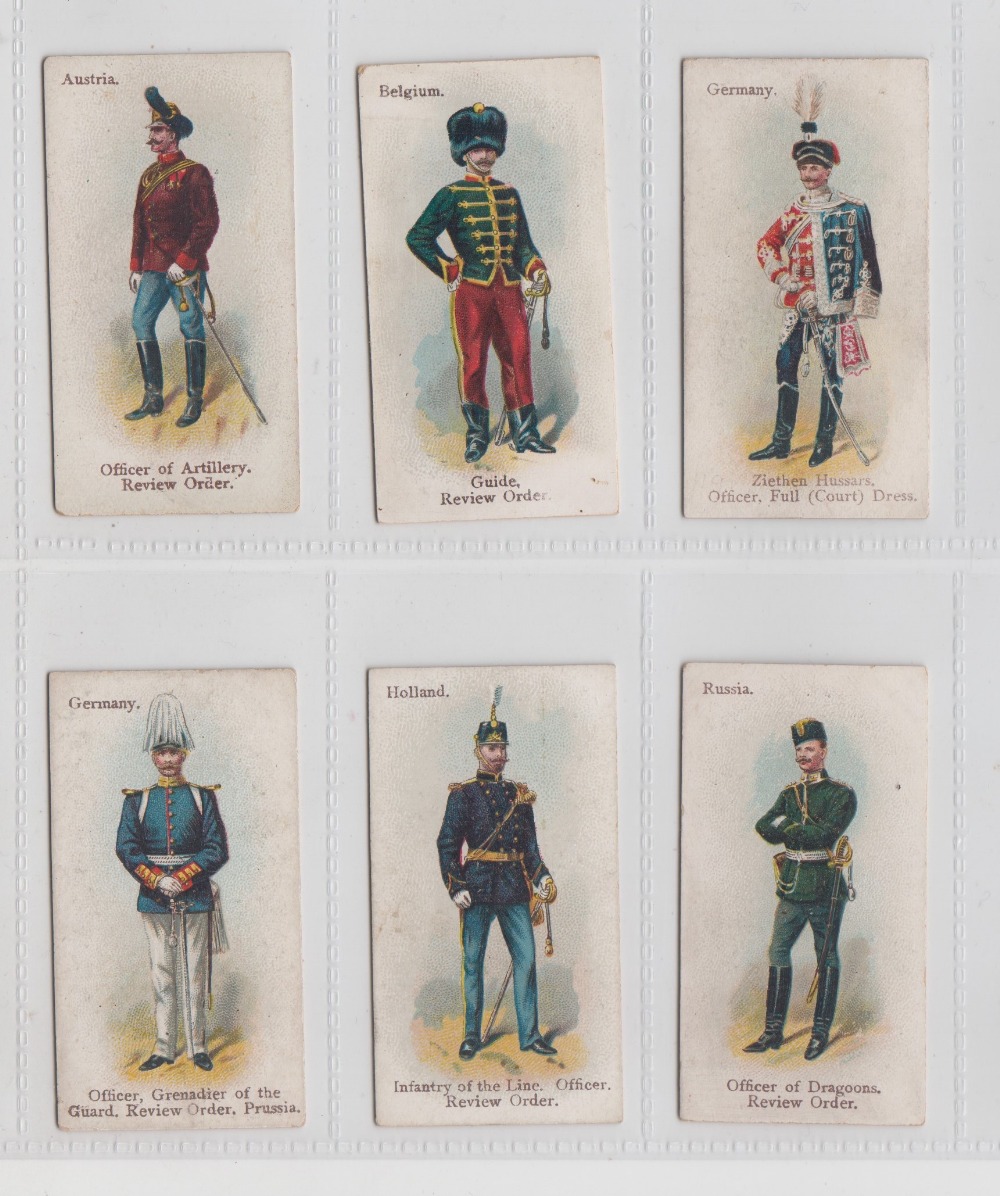 Cigarette cards, Wills, Soldiers & Sailors (grey back) 6 cards, Austria Officer of Artillery