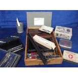 Collectables, mixed lot of artists items and technical drawing equipment to include geometry sets,