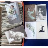 Postcards, a themed assortment of approx. 600 cards inc. greetings, exhibitions, romantic,
