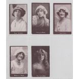 Cigarette cards, Hill's, Actresses-Chocolate, (Hill's Tobaccos), 5 cards, Eva Carew, Phylis Dare,