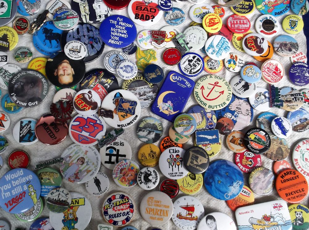 Badges. A collection of 100+ badges dating from the mid/late 20th C to include Butlin's Bognor Regis