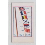 Cigarette card, T. Spalton, Army Pictures, Cartoons, etc, type card, 'The Flags of the Allies' (