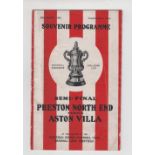 Football Programme, Preston North End v Aston Villa, FAC semi-final 26 March 1938, played at