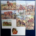 Postcards, Military, Harry Payne, 8 illustrated cards, 2 early vignettes 93rd Highlander's & The