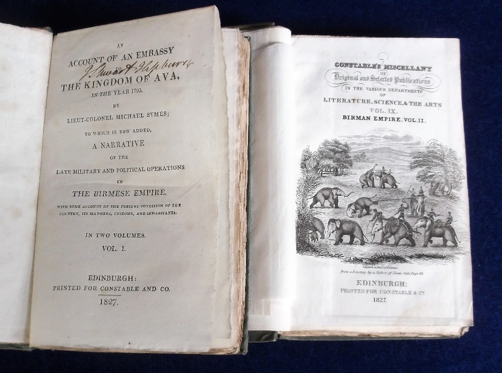Books, Constable's Miscellany 1827 Birman Empire vols I and II by Lieut-Colonel Michael Symes 'An