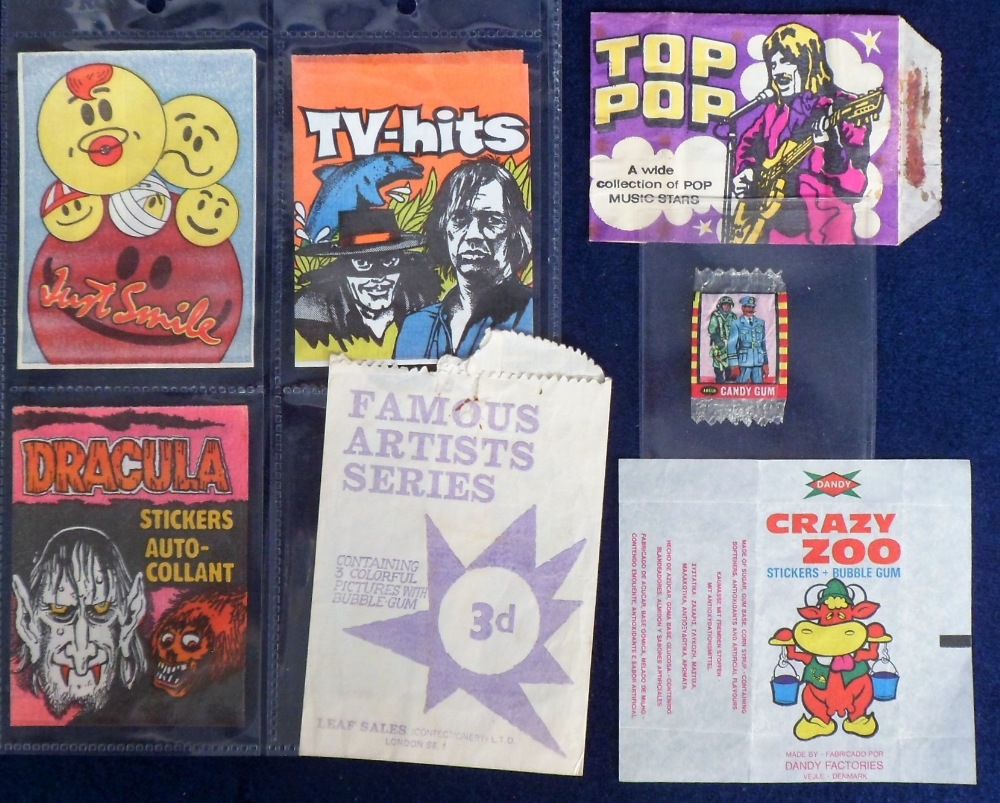 Trade Cards, wrappers and packets, a folder containing 60+ wax wrappers and packets, mostly 1970s