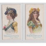 Cigarette cards, Churchman's, Beauties CERF, two type cards, ref H57, pictures nos 8 & 12 (gd) (2)