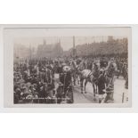 Postcard, Lincolnshire, RP showing The King & Queen & Children arriving by procession at Grimsby (